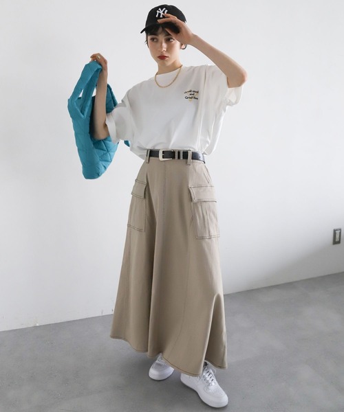 PAGEBOY（ページボーイ）の「ステッチワークボリュームスカート2（スカート・レディース・モカ/オフホワイト/ブラック・FREE）」の11枚目の写真