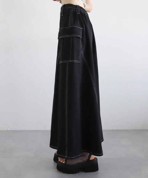 PAGEBOY（ページボーイ）の「ステッチワークボリュームスカート2（スカート・レディース・モカ/オフホワイト/ブラック・FREE）」の13枚目の写真