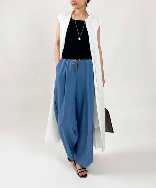 DIARIUM（ディアリウム）の「【日本製】パイピングイージーパンツ(セットアップ可能)（その他パンツ・レディース・キャメル/ブルー・M）」の10枚目の写真