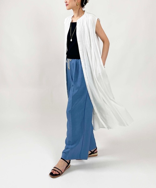 DIARIUM（ディアリウム）の「【日本製】パイピングイージーパンツ(セットアップ可能)（その他パンツ・レディース・キャメル/ブルー・M）」の11枚目の写真