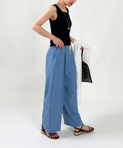 DIARIUM（ディアリウム）の「【日本製】パイピングイージーパンツ(セットアップ可能)（その他パンツ・レディース・キャメル/ブルー・M）」の14枚目の写真