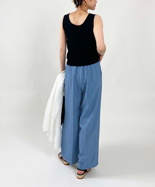 DIARIUM（ディアリウム）の「【日本製】パイピングイージーパンツ(セットアップ可能)（その他パンツ・レディース・キャメル/ブルー・M）」の15枚目の写真