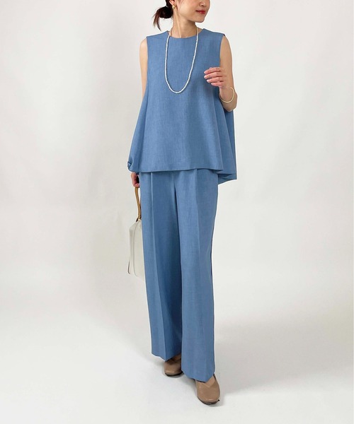 DIARIUM（ディアリウム）の「【日本製】パイピングイージーパンツ(セットアップ可能)（その他パンツ・レディース・キャメル/ブルー・M）」の22枚目の写真