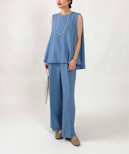 DIARIUM（ディアリウム）の「【日本製】パイピングイージーパンツ(セットアップ可能)（その他パンツ・レディース・キャメル/ブルー・M）」の17枚目の写真