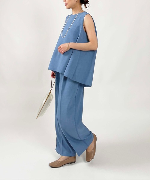 DIARIUM（ディアリウム）の「【日本製】パイピングイージーパンツ(セットアップ可能)（その他パンツ・レディース・キャメル/ブルー・M）」の18枚目の写真