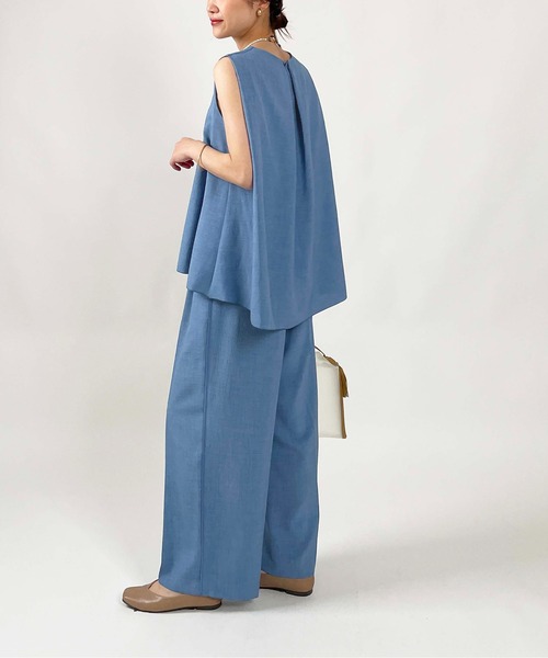 DIARIUM（ディアリウム）の「【日本製】パイピングイージーパンツ(セットアップ可能)（その他パンツ・レディース・キャメル/ブルー・M）」の19枚目の写真