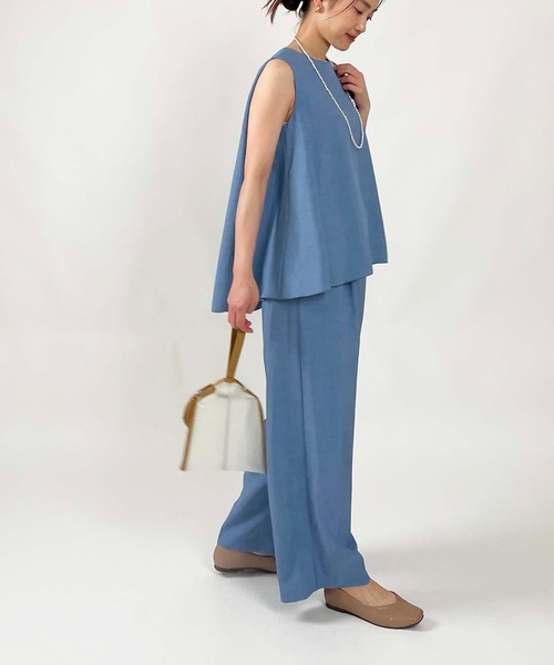 DIARIUM（ディアリウム）の「【日本製】パイピングイージーパンツ(セットアップ可能)（その他パンツ・レディース・キャメル/ブルー・M）」の21枚目の写真