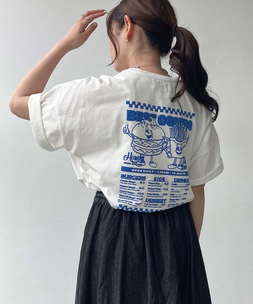 AS KNOW AS plus（アズノゥアズプラス）の「〇ジャンクフード 発泡プリントTシャツ（Tシャツ/カットソー・レディース・オフホワイト/ライトイエロー/オートミール/ブルー/ホワイト系2/ブラック系2/ブルー系2/アイボリー系2/ホワイト系3/ライトピンク/アイボリー系3/ブラック系3/ブルー系4/アイボリー系4/ブラック系4/ホワイト系4/ブラック系5/ブルー系6/アイボリー系6/ブラック系6/ホワイト系6/アイボリー系7/ブラック系7/パープル系7/アイボリー系8/ホワイト系8/ブルー系8/ブラック系8・FREE）」の6枚目の写真