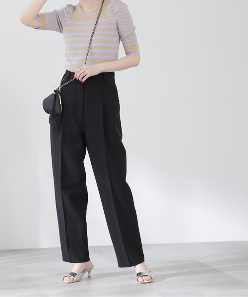 N.（N. Natural Beauty Basic）（エヌエヌナチュラルビューティーベーシック）の「◆ドライタッチテーパードパンツ（スラックス・レディース・ブラック/ベージュ・MEDIUM）」の4枚目の写真