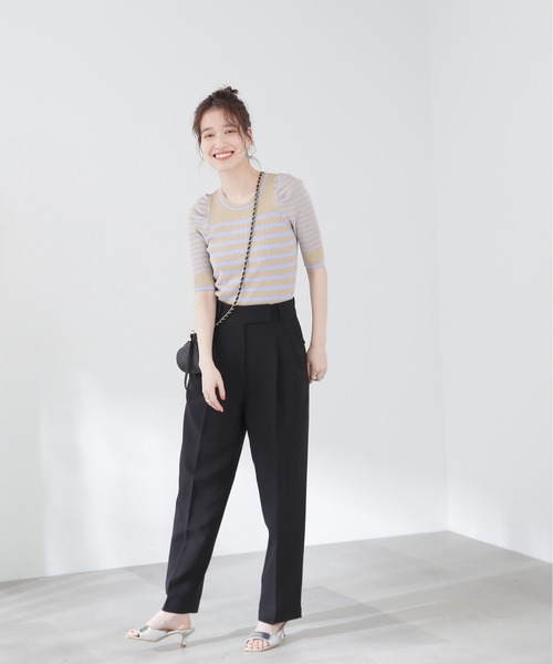 N.（N. Natural Beauty Basic）（エヌエヌナチュラルビューティーベーシック）の「◆ドライタッチテーパードパンツ（スラックス・レディース・ブラック/ベージュ・MEDIUM）」の5枚目の写真