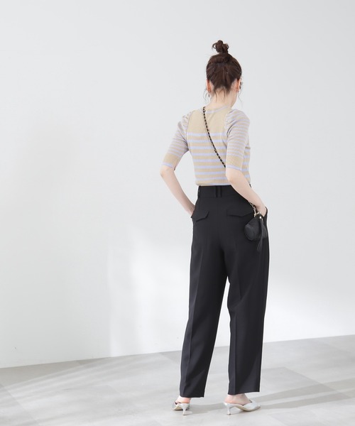 N.（N. Natural Beauty Basic）（エヌエヌナチュラルビューティーベーシック）の「◆ドライタッチテーパードパンツ（スラックス・レディース・ブラック/ベージュ・MEDIUM）」の6枚目の写真