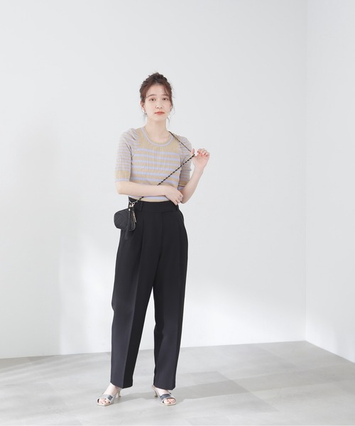 N.（N. Natural Beauty Basic）（エヌエヌナチュラルビューティーベーシック）の「◆ドライタッチテーパードパンツ（スラックス・レディース・ブラック/ベージュ・MEDIUM）」の7枚目の写真