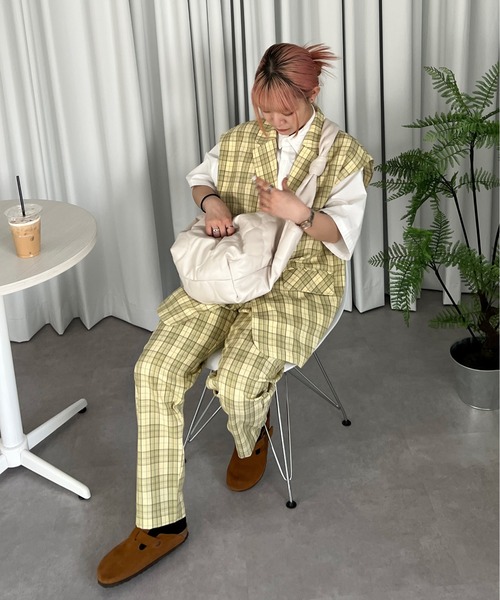 PairPair（ペアペア）の「チェックテーパードパンツ（その他パンツ・レディース・グレー/イエロー・FREE）」の9枚目の写真