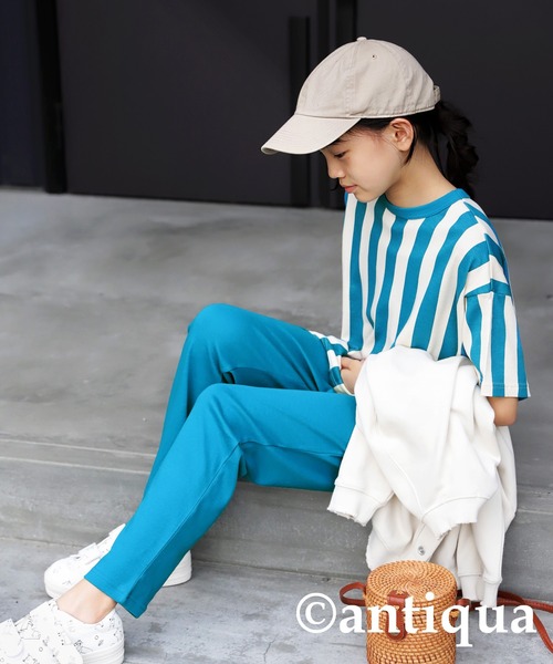 antiqua（アンティカ）の「綿100%ストライプ柄半袖ルームウエア（ルームウェア/パジャマ・キッズ・ブルー/ブラック・140/150/160/130/110/120）」の17枚目の写真