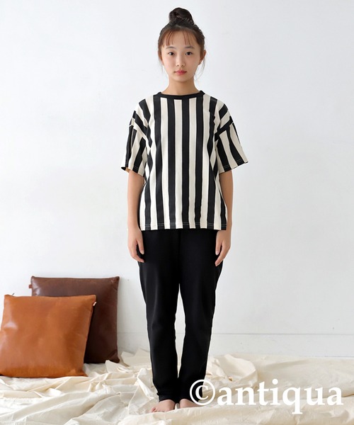 antiqua（アンティカ）の「綿100%ストライプ柄半袖ルームウエア（ルームウェア/パジャマ・キッズ・ブルー/ブラック・140/150/160/130/110/120）」の18枚目の写真