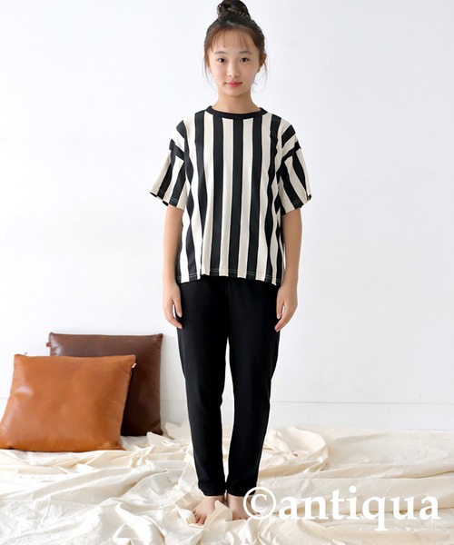 antiqua（アンティカ）の「綿100%ストライプ柄半袖ルームウエア（ルームウェア/パジャマ・キッズ・ブルー/ブラック・140/150/160/130/110/120）」の19枚目の写真