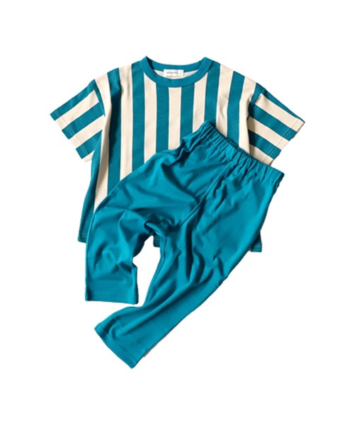 antiqua（アンティカ）の「綿100%ストライプ柄半袖ルームウエア（ルームウェア/パジャマ・キッズ・ブルー/ブラック・140/150/160/130/110/120）」の8枚目の写真