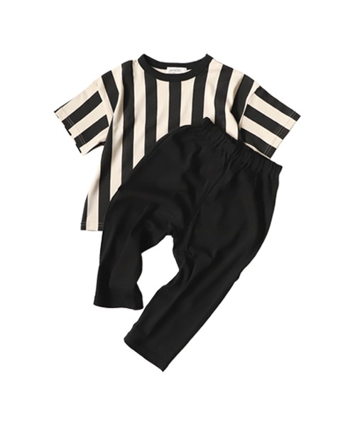 antiqua（アンティカ）の「綿100%ストライプ柄半袖ルームウエア（ルームウェア/パジャマ・キッズ・ブルー/ブラック・140/150/160/130/110/120）」の6枚目の写真