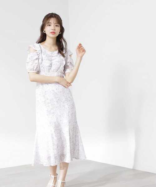 PROPORTION BODY DRESSING（プロポーションボディドレッシング）の「ラッフルラインフラワーワンピース / 1213240503（ワンピース・レディース・パープル/ピンク/ベージュ・SMALL/MEDIUM）」の3枚目の写真