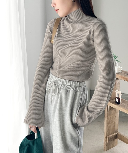 classicalelf（クラシカルエルフ）の「大人の旬トップス 袖フレアリブニット（ニット/セーター・レディース・その他/ブルー/グレー/オフホワイト/ベージュ系その他・LARGE/MEDIUM/SMALL/X-LARGE）」の15枚目の写真