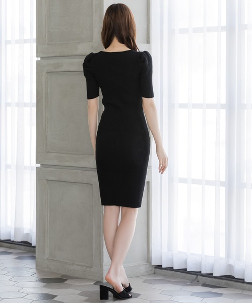 Julia Boutique(ジュリアブティック)の「ミディアム丈・五分袖タイトニットワンピース/23132(ワンピース・レディース・ラベンダー/ピンク/ブラック・MEDIUM)」の17枚目の写真