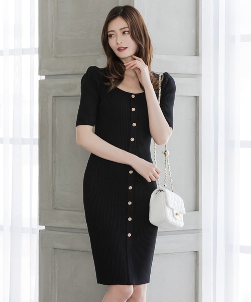 Julia Boutique(ジュリアブティック)の「ミディアム丈・五分袖タイトニットワンピース/23132(ワンピース・レディース・ラベンダー/ピンク/ブラック・MEDIUM)」の19枚目の写真