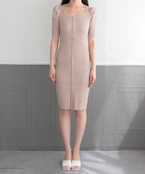 Julia Boutique(ジュリアブティック)の「ミディアム丈・五分袖タイトニットワンピース/23132(ワンピース・レディース・ラベンダー/ピンク/ブラック・MEDIUM)」の7枚目の写真