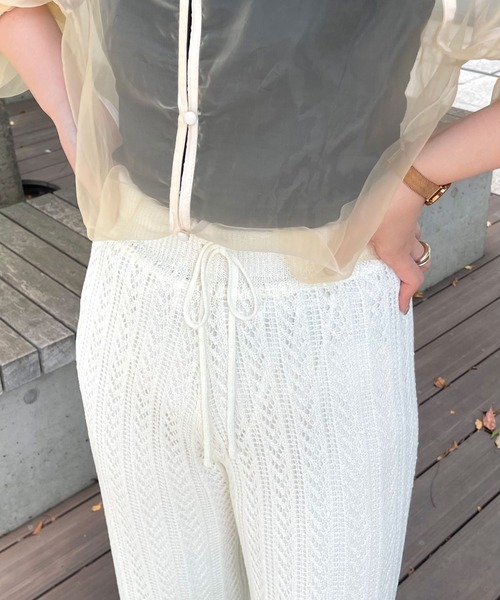 Ambre Ciel(アンブルシエル)の「透かし柄リボンニットパンツ/【WEB/EC限定商品】(その他パンツ・レディース・ブラック/アイボリー・FREE)」の8枚目の写真