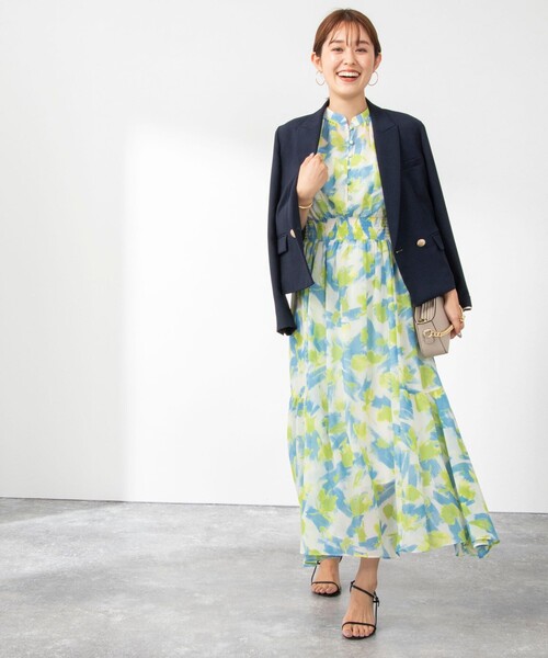 NOLLEY’S Sophi（ノーリーズソフィ）の「シフォン楊柳ペイントフラワーワンピース（ワンピース・レディース・グリーン系その他3/レッド系その他3・38）」の3枚目の写真