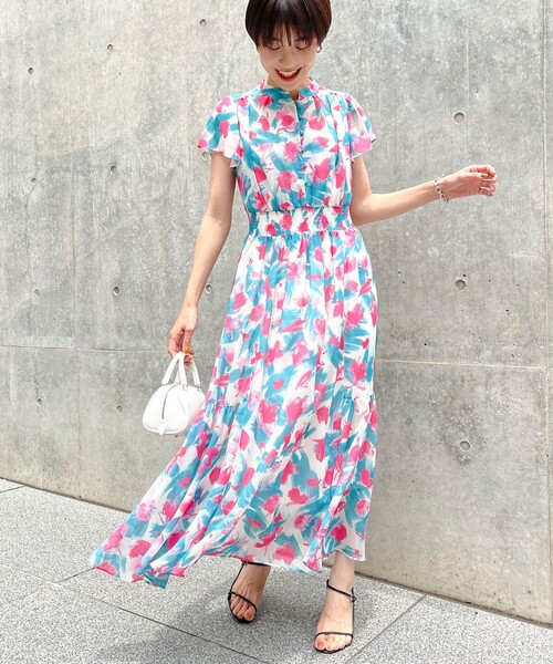 NOLLEY’S Sophi（ノーリーズソフィ）の「シフォン楊柳ペイントフラワーワンピース（ワンピース・レディース・グリーン系その他3/レッド系その他3・38）」の9枚目の写真