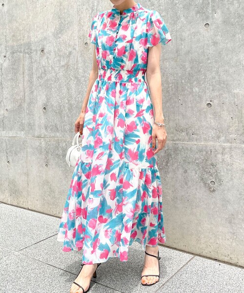 NOLLEY’S Sophi（ノーリーズソフィ）の「シフォン楊柳ペイントフラワーワンピース（ワンピース・レディース・グリーン系その他3/レッド系その他3・38）」の10枚目の写真