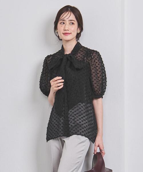 united arrows カットジャカード オーガンジー リボン ブラウス UNITED ARROWS（ユナイテッドアローズ）の「カットジャカード