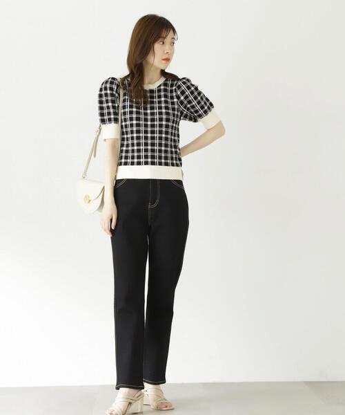 PROPORTION BODY DRESSING(プロポーションボディドレッシング)の「チェックニット / 1213270806(ニット/セーター・レディース・ダークグレー/ブラック/ベージュ・FREE)」の4枚目の写真