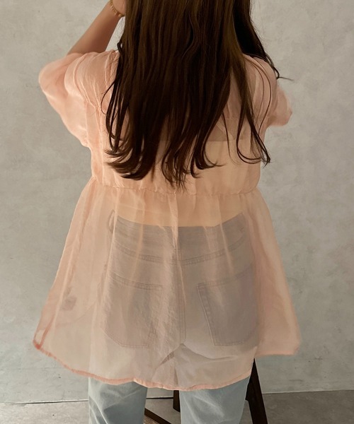 apres jour clair（アプレジュールクレア）の「【apres jour clair】シアーギャザーブラウス【ZOZOTOWN限定アイテム】（シャツ/ブラウス・レディース・ピンク/アイボリー/オフホワイト・フリー/X-LARGE）」の18枚目の写真
