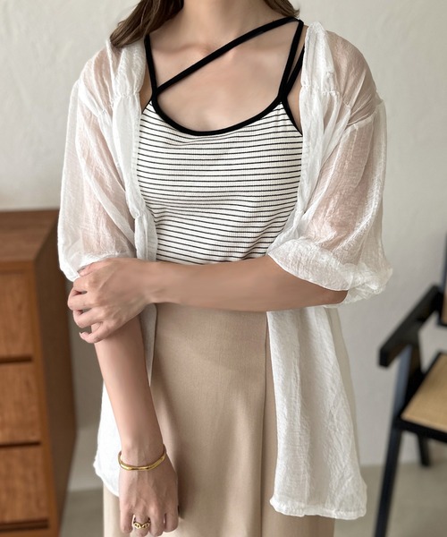 apres jour clair（アプレジュールクレア）の「【apres jour clair】シアーギャザーブラウス【ZOZOTOWN限定アイテム】（シャツ/ブラウス・レディース・ピンク/アイボリー/オフホワイト・フリー/X-LARGE）」の21枚目の写真