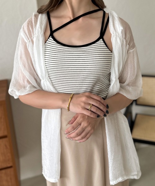 apres jour clair（アプレジュールクレア）の「【apres jour clair】シアーギャザーブラウス【ZOZOTOWN限定アイテム】（シャツ/ブラウス・レディース・ピンク/アイボリー/オフホワイト・フリー/X-LARGE）」の22枚目の写真