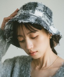 フリンジチェックバケットハット