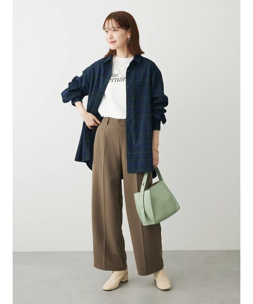 Green　Parks（グリーンパークス）の「きれいシルエットワイドパンツ（その他パンツ・レディース・ブラック/ホワイト系その他2/カーキ・L/XS/S/M）」の8枚目の写真