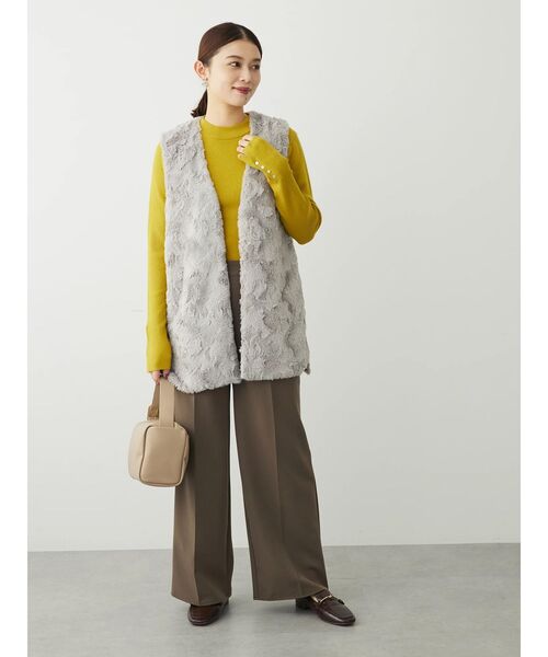 Green　Parks（グリーンパークス）の「きれいシルエットワイドパンツ（その他パンツ・レディース・ブラック/ホワイト系その他2/カーキ・L/XS/S/M）」の14枚目の写真