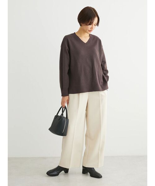 Green　Parks（グリーンパークス）の「きれいシルエットワイドパンツ（その他パンツ・レディース・ブラック/ホワイト系その他2/カーキ・L/XS/S/M）」の15枚目の写真