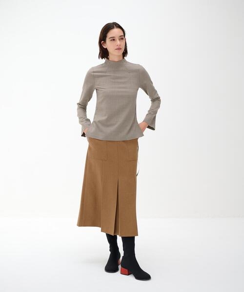 LANVIN en Bleu（ランバンオンブルー）の「スタンドカラーチェックブラウス（シャツ/ブラウス・レディース・キャメル/チャコールグレー・38）」の8枚目の写真