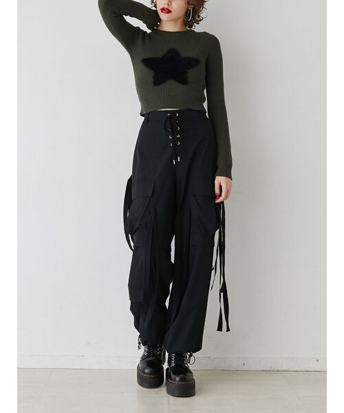 jouetie（ジュエティ）の「スターフィットニット（ニット/セーター・レディース・オフホワイト/ブラック/カーキ・MEDIUM）」の13枚目の写真