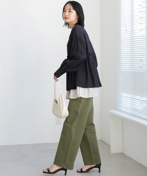 LAVEANGE（ラビアンジェ）の「【洗える】ビンテージサテン配色フレアブラウス（シャツ/ブラウス・レディース・ピンク系その他/ブラック/オフホワイト・5L/4L/3L/LL/M）」の20枚目の写真