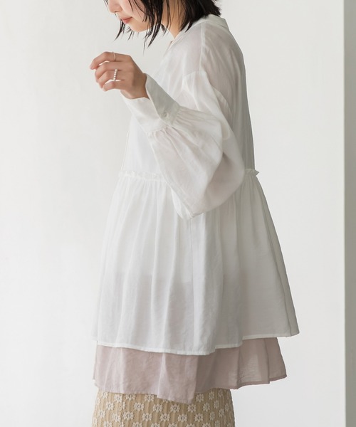 LAVEANGE（ラビアンジェ）の「【洗える】ビンテージサテン配色フレアブラウス（シャツ/ブラウス・レディース・ピンク系その他/ブラック/オフホワイト・5L/4L/3L/LL/M）」の6枚目の写真