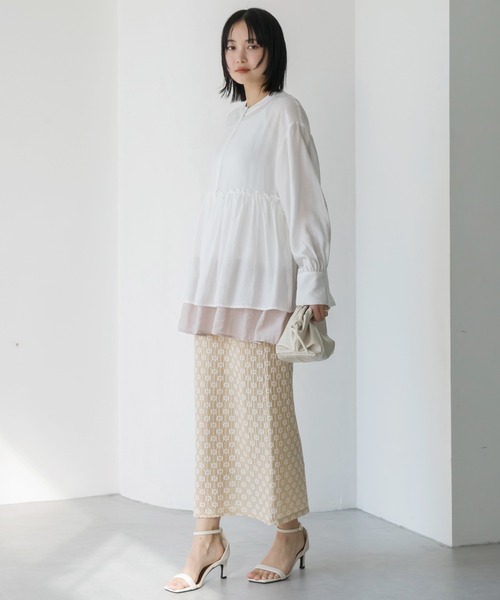 LAVEANGE（ラビアンジェ）の「【洗える】ビンテージサテン配色フレアブラウス（シャツ/ブラウス・レディース・ピンク系その他/ブラック/オフホワイト・5L/4L/3L/LL/M）」の11枚目の写真