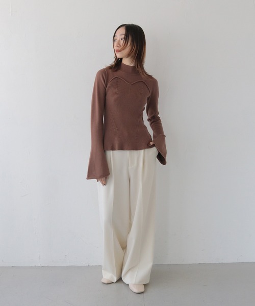 CLEIO（クレイオ）の「【CLEIO】ビスチェツインベルスリーブニット/BUSTIER DESIGN BELL SLEEVE KNITTED/982-11603（ニット/セーター・レディース・ブラウン/ベージュ/アイボリー・FREE）」の4枚目の写真