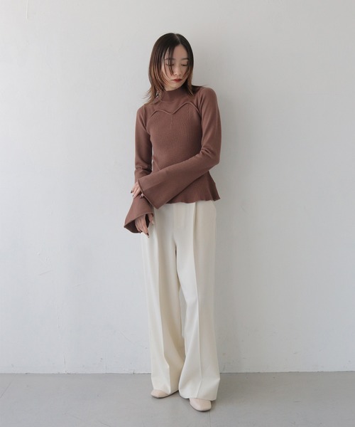 CLEIO（クレイオ）の「【CLEIO】ビスチェツインベルスリーブニット/BUSTIER DESIGN BELL SLEEVE KNITTED/982-11603（ニット/セーター・レディース・ブラウン/ベージュ/アイボリー・FREE）」の5枚目の写真