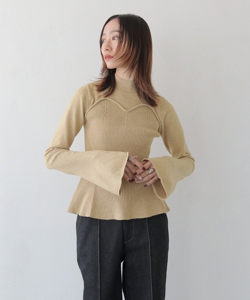 CLEIO（クレイオ）の「【CLEIO】ビスチェツインベルスリーブニット/BUSTIER DESIGN BELL SLEEVE KNITTED/982-11603（ニット/セーター・レディース・ブラウン/ベージュ/アイボリー・FREE）」の8枚目の写真