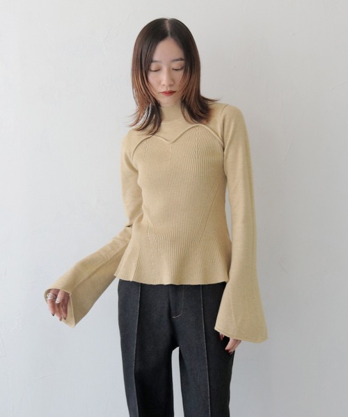 CLEIO（クレイオ）の「【CLEIO】ビスチェツインベルスリーブニット/BUSTIER DESIGN BELL SLEEVE KNITTED/982-11603（ニット/セーター・レディース・ブラウン/ベージュ/アイボリー・FREE）」の11枚目の写真