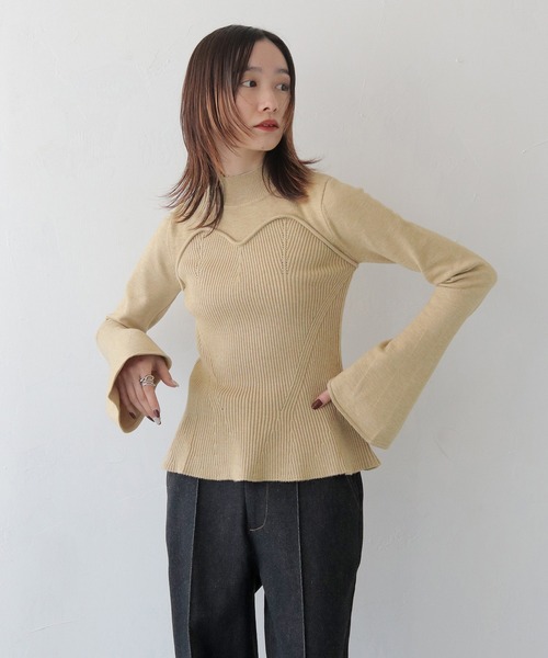 CLEIO（クレイオ）の「【CLEIO】ビスチェツインベルスリーブニット/BUSTIER DESIGN BELL SLEEVE KNITTED/982-11603（ニット/セーター・レディース・ブラウン/ベージュ/アイボリー・FREE）」の10枚目の写真